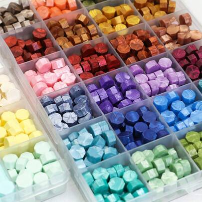 24 Farben Hexagon Siegelwachs Perlen, 600 Stücke Siegelwachs Perlen, Wachs für Wachssiegel Stempel, Siegelwachs Perlen für DIY Umschlag Dekor, Hochzeitseinladungen, Karten, Postkarten, Geschenkverpackung, Bastelarbeiten, Scrapbooking