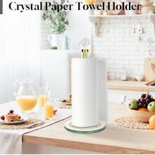 Gold Crystal Paper Towel Holder With Rhinestone Diamonds, Weighted Countertop Stand For Kitchen, Home Bar, Modern Glam Decor, Ideal Christmas & Housewarming Gift Christmas Gifts - 金色 - 查看 9