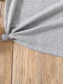 Tween Girl Cartoon Print Short Sleeve Top And Shorts Set