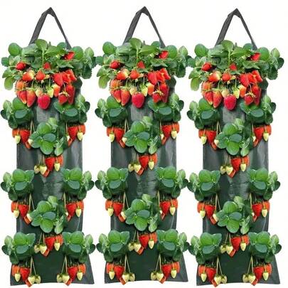 10-Hole Hanging Strawberry Planter Bag, For Strawberry, Tomato, Pepper, Upside Down Tomato Planter Vegetable Grow Bags