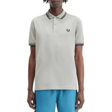 Fred Perry بولو فريد بيري أكمام قصيرة مزدوج الطرف - الحجر الجيري / الأسود / الأسود - مشاهدة 1