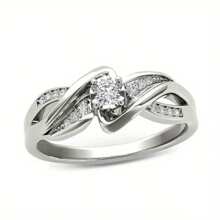 18K 镀金/镀银订婚/结婚戒指，镶嵌圆形锆石，象征优雅高贵，专为优雅美丽的订婚/婚礼而设计