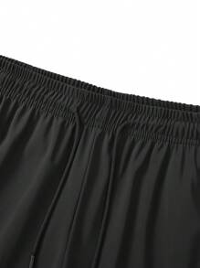 2 chiếc quần short thể thao du lịch đi bộ đường dài ngoài trời màu trơn cạp chun nhẹ cho nam mùa hè - màu đen - Xem 9