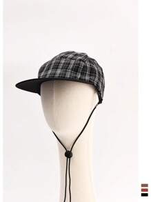 1 pieza Gorra tipo snapback de secado rápido con rayas y cuadros, top suave, para mujer primavera/verano, delgada y transpirable, con protección solar para uso en exteriores y estilo callejero, sombrero ajustable unisex para viajes al aire libre y sombreado solar de verano