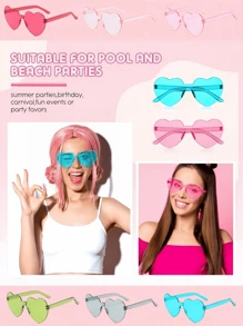 8 件/5 件心形彩虹糖果色无框眼镜，适合女士、女孩和派对眼部装饰配件