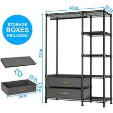 Ulif F3 Heavy Duty Clothes Rack(With Fabric Drawers)Freestanding Clothing Racks Hanging Clothes,Adjustable Closet Organizer System,Portable Garment Rack 40 X 15 D X 72 H,Load 700LBS,Black2025 - trắng - Xem 8