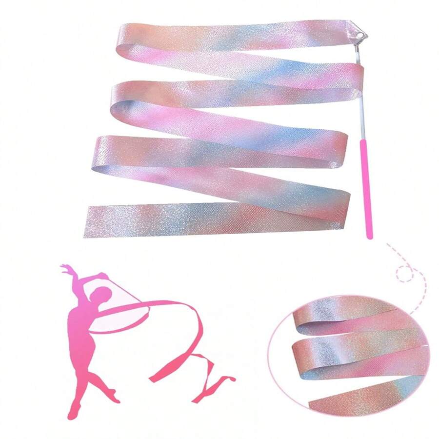 1pc 4m Long Colorful Ribbon With Anti-Slip Handle, Art Performance Gymnastic Dance Props - Multicolor - View 1