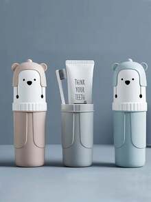 1 Giá đựng bàn chải đánh răng có nắp, dùng cho các cặp đôi/ký túc xá/nhà riêng/phòng tắm, cốc nhựa súc miệng, giá để bàn chải đánh răng, đồ dùng phòng tắm, hộp đựng kem đánh răng, cốc đựng bàn chải đánh răng, phụ kiện du lịch di động sáng tạo - Nhiều màu - Xem 1