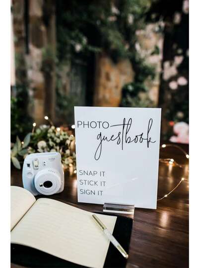1pc Photo Guestbook Snap It Stick It Sign It Clear Glass Look Acrylic Wedding Sign, Photo Booth Station Guest Book Lucite Table Sign,Babyshower Party Decorations,Wedding Decorations,Birthday Party,Graduation,Engagement,Corporate Event,Memorial Service,Funeral,Grand Opening,Bridal Shower