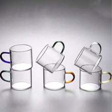 12/6/4/2件套高端优雅咖啡杯，优质茶杯，120ml家用小茶杯，透明玻璃带透明手柄，耐热耐寒，迷你杯，简约风格办公室茶杯，独特陶瓷杯 - 透明 - 查看 7