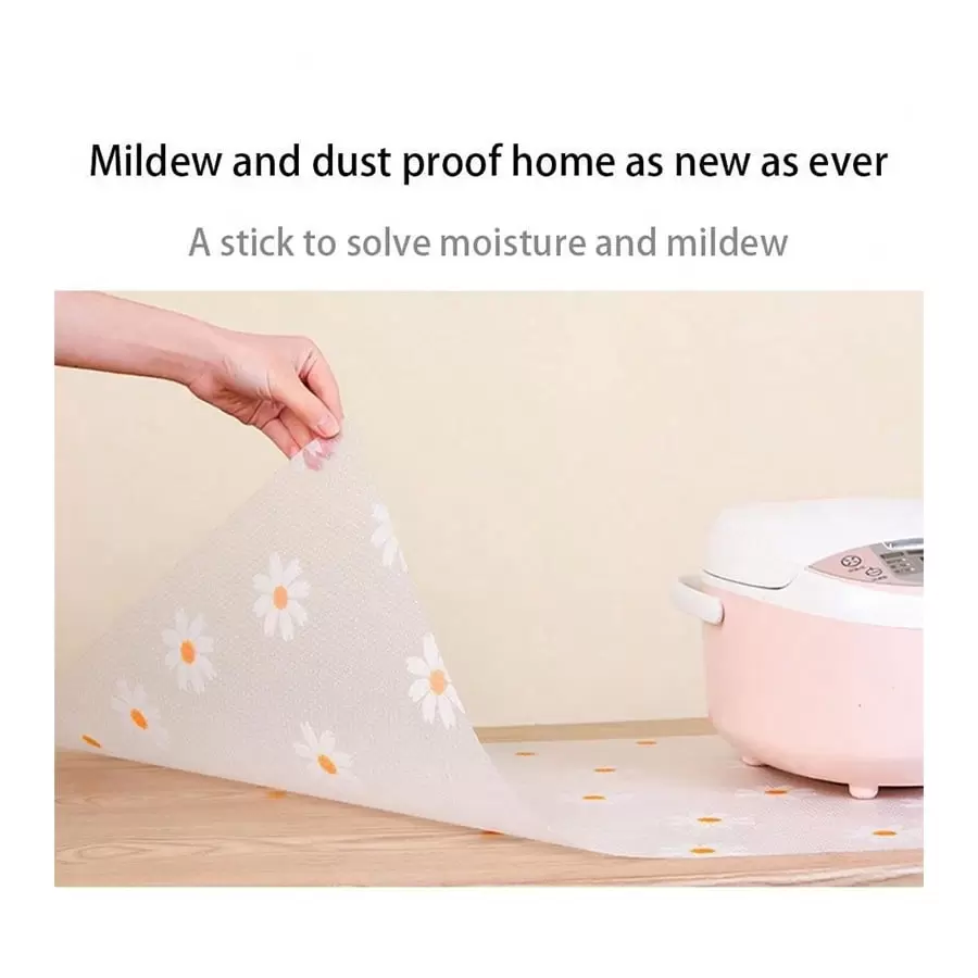 1 卷雏菊图案橱柜衬垫、不粘抽屉衬垫、防滑冰箱衬垫、EVA 防水冰箱垫、橱柜垫、简易餐垫