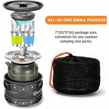 16pcs Camping Cookware Set With Folding Camping Stove, -Lightweight Pot Pan Kettle Set With Stainless Steel Cups Plates Forks Knives Spoons For Camping Backpacking Outdoor Picnic