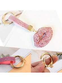 1pc Creative Rhinestone Lip Key Chain, Luxury Niche Design Car Key Decor Pendant, Bag Decoration Keychain