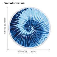 1pc Round Beach Towel, 61 Inch Large Bath Towel, Quick-Dry, Absorb Water Fast, Can Be Used As Beach Mat, Meditation Blanket, Table Cloth, Travel & Holiday Essential Gift, Suitable For Swimming Pool, Camping, Beach Summer,Holiday Bathroom Decor Beach Essentials - Multicolor - View 5