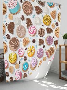 4 pièces Ensemble de rideaux de douche et accessoires de salle de bain avec tapis antidérapants, couvercle de toilette et tapis de bain. Imperméable, séchage rapide, résistant aux moisissures. Décoration de salle de bain avec 12 crochets. Thème chocolat, bonbon, citrouille d'Halloween, cœurs, navette spatiale, coucher de soleil, plage, palmiers pour la maison, l'hôtel, le dortoir