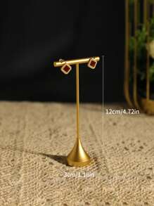 1PC/2PCS Jewelry Earrings Display Stand Holder T Bar Rack Tower Metal Earring Bracket Organizer Ear Studs Hanging Storage Shelf - Gold - View 13