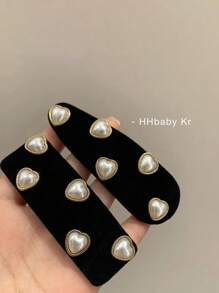 2件/4件套装新款心形珍珠装饰天鹅绒发夹女士爪夹发夹发夹，学校用品，珍珠发饰