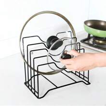 1pc Iron Pot Lid Rack, Multi-Layer Storage Shelf For Pot Lids, Cutting Boards, Kitchen Storage, Drain Rack, Multifunctional Wall-Mounted Organizer No-Drill
