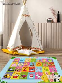 1 件可爱动物和字母图案地毯，家居装饰地毯，耐用、舒适、防尘、易清洁，适用于客厅、卧室