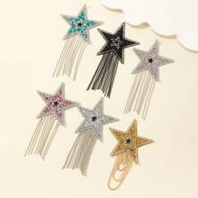 1pc Star Tassel Patch With Heat Melt Glue, Suitable For DIY Craft Accessories, Clothing Patch Decorations, All Seasons