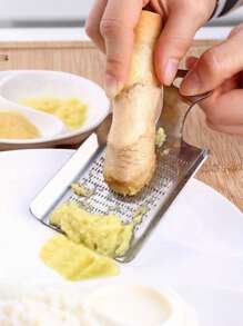 1 pieza Rallador de ajo y jengibre de acero inoxidable, rallador de ajo y jengibre de acero inoxidable, prensa de ajo manual de cocina, rallador de ajo multifuncional, accesorios de cocina para preparación de alimentos, utensilios de cocina.