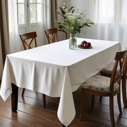 White Table Cloth For Rectangle Table, Reusable Stain And Wrinkle Resistant Machine Washable Polyester Table Cloth, For Wedding, Birthdays, Party, Buffets, Banquet, Outdoor Camping, Travel, Event, Home Kitchen Decor And Accessories