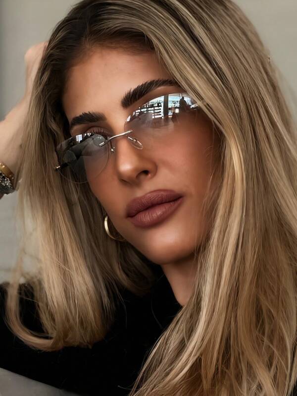 زوج واحد من النظارات النسائية العتيقة ذات إطار معدني باللون المتدرج، أنيقة للارتداء اليومي في الصيف والشاطئ والأنشطة الخارجية والسفر