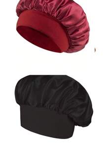 1/2Pcs Silk Bonnet For Sleeping, Satin Hair Bonnets, Soft Elastic Band Silk Sleep Cap, Silk Hair Wrap For Curly Hair Hair Sleep Cap - Multicolor - View 16