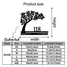 1 pieza Placa de dirección de metal personalizable con silueta de árbol - Arte de pared personalizado para la entrada del hogar, jardín al aire libre y decoración de fiestas - Artesanía decorativa de silueta de hierro - No se necesita electricidad