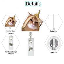 1 Pc Cute Cat Retractable Rotating Badge Reel With Alligator Clip ID Badge Holder - Multicolor - View 4
