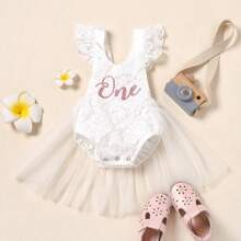 Baby Girl 1st Birthday Outfit Boho One Ruffle Lace Romper Princess Tutu Backless Dress Photoshoot Party Clothes - White - View 1