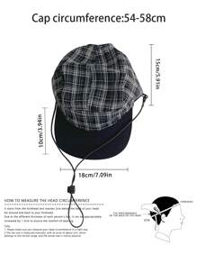 1 pieza Gorra tipo snapback de secado rápido con rayas y cuadros, top suave, para mujer primavera/verano, delgada y transpirable, con protección solar para uso en exteriores y estilo callejero, sombrero ajustable unisex para viajes al aire libre y sombreado solar de verano