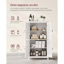 Armario de Baño, Armario de Cocina, con 4 Puertas, Estantes Ajustables, 30 x 60 x 110 cm,