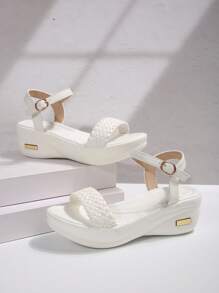 Women's Wedge Heeled Sandals, Summer New Fashion Versatile Lightweight Open Toe High Heel Roman Shoes,Wedge Sandals - White - View 7