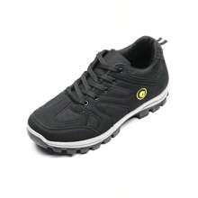 Breathable Casual Sports Shoes For Men, Lightweight Hiking Shoes - Low-Top, Lace-Up, Durable PU & Mesh Upper, PVC Sole, Suitable For Outdoor Hiking & Casual Wear, Casual Shoes | Modern Hiking Shoes | Durable PU Upper - Black - View 3