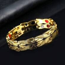 1 件男士 7 毫米龙纹手链，优雅简约时尚百搭可调节情侣首饰 - 彩色 - 查看 10