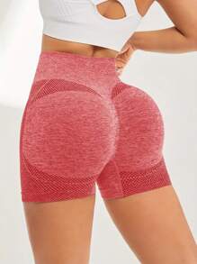 4pcs Solid Color Sports Shorts High Waist Women's Solid Color High Waist Sports Shorts | Casual Comfortable Breathable Seamless Knitted | Suitable For Yoga, Gym Sports - 4pcs - 查看 10