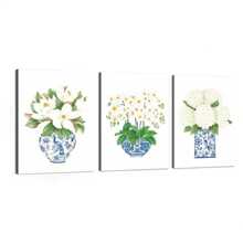 Set de 3 obras de arte de lienzo con flores, decoración artística, estilos clásicos y modernos, pinturas paisajísticas con temática de primavera y verano, tinta sobre lienzo, sin marco, para decoración de paredes en interiores y exteriores, ideal para hogar, oficina, sala de estar, dormitorio, restaurantes y como regalo de cumpleaños o graduación