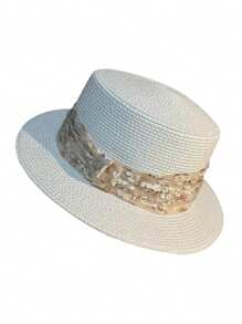 1pc Women's Solid Color Straw Flat Top Hat, New Spring/Summer Fashion, High Quality Elegant Elegant, Versatile, Atmosphere Reducing, Suitable For Traveling, Vacation, Gathering, Beach, Afternoon Tea, Party Use - Multicolor - View 17