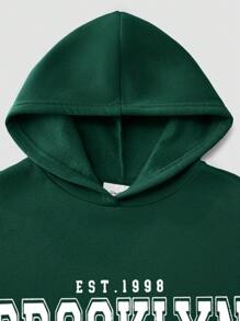 Nouveau printemps Sweat-shirt à caractère artistique avec imprimé lettrage et ville. Sweat-shirts décontractés oversize, doux et confortables pour garçons, avec col rond, style sport, mignon