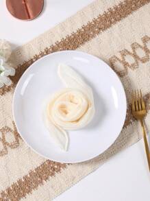 5pcs Beige Pleated Table Runner, Folded Tablecloth, Holiday Birthday Decorations Wedding Decorations Vacation House Decorations Party Room Table Decorations Beige Table Cover, Table Flag, Solid Color Table Cloth, Birthday Decorations Wedding Decorations Table Set, Party Decorations Table Skirt, Party Favors, Christmas Decoration, Christmas Table Runner, Christmas Decoration, Halloween Decoration