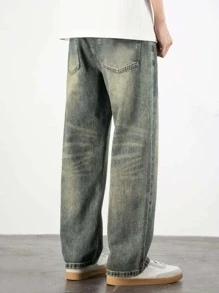 Jeans effet vintage lavé pour garçons adolescents, pantalons longs décontractés en multi-artisanat pour garçons, pantalons droits à la mode pour adolescents garçons au printemps et en automne