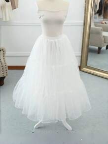 1 Stück Damen 80 cm langer Kristall Tüll Unterrock & 40 cm kurzer knochenfreier Petticoat, Lolita verstellbarer Krinolinen Petticoat, Soft Girl Puff Rock, Wolkenrock, kann zu langen & kurzen Kleidern getragen werden, geeignet für Hochzeit, Party, Auftritt, Cosplay, Tanz