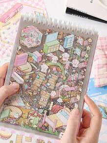 Libreta con 40 piezas de pegatinas 3D de escenas en perspectiva, serie de vida simulada, libro de pegatinas 3D divertidas y multiusos para estudiantes - Multicolor - Ver 2