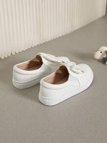 Bow Decor Flat Casual Shoes For Girls, Suitable For Spring And Autumn