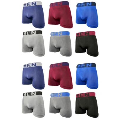 12 Piezas Boxer Caballero Mayoreo Tela Suave Cómodos y Ajustables Económicos Ligeros Colores Básicos