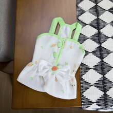 春夏新款蕾丝连衣裙，25厘米兔子连衣裙，宠物连衣裙，猫咪公主裙，娃娃连衣裙，新款百搭条纹连衣裙，狗狗衣服，泰迪熊套装，时尚公主裙，印花牵引绳公主裙 - 橘色 - 查看 11