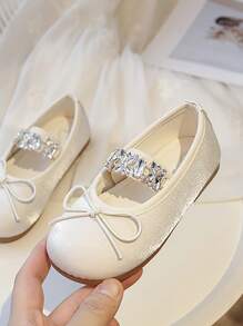 Toddler/Little Girls' Mary Jane Ballet Flats, Slip-On Style, Suitable For School, Parties And Other Occasions - Beige - View 2