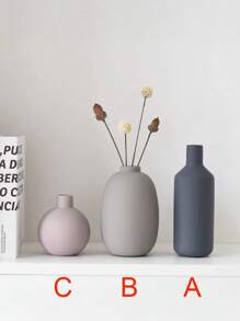 1 件现代简约马卡龙灰色陶瓷花瓶、家居装饰配件、客厅装饰品、桌面装饰品、中心装饰品、插花花瓶
