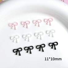 50 piezas Charms de lazos al azar de color negro, blanco y rosa - Cuentas de resina brillante para hacer joyas, manualidades DIY y decoración de uñas